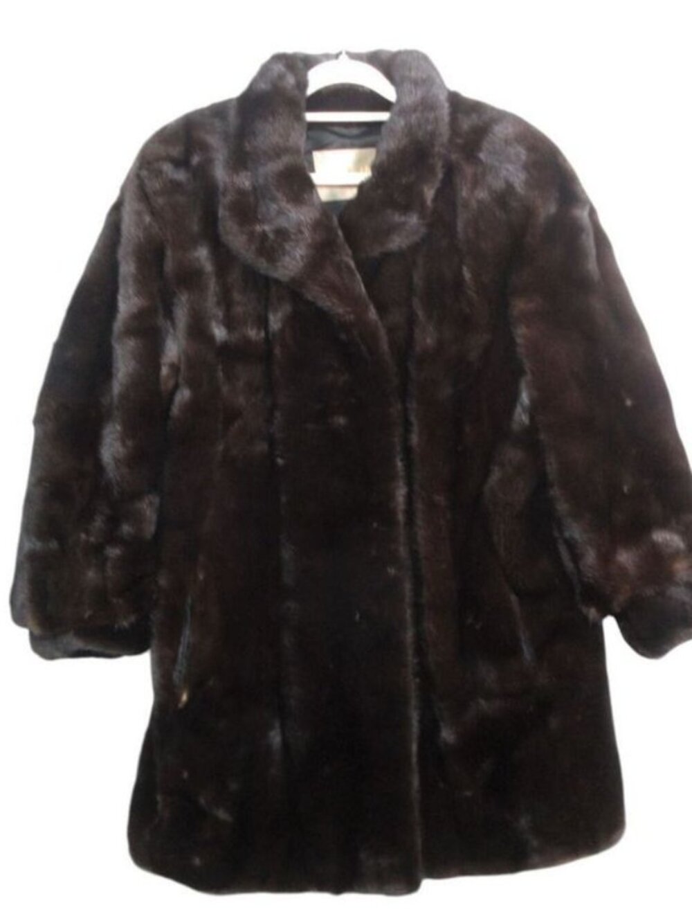 Celine Mink Real Fur Shawl Collar Coat Black